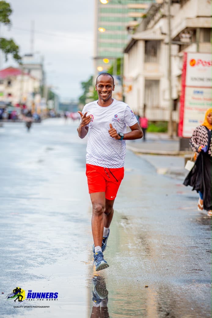 Ismail on a training run in Dar es Salaam